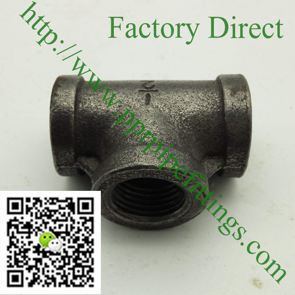 banded black malleable cast iron tee
