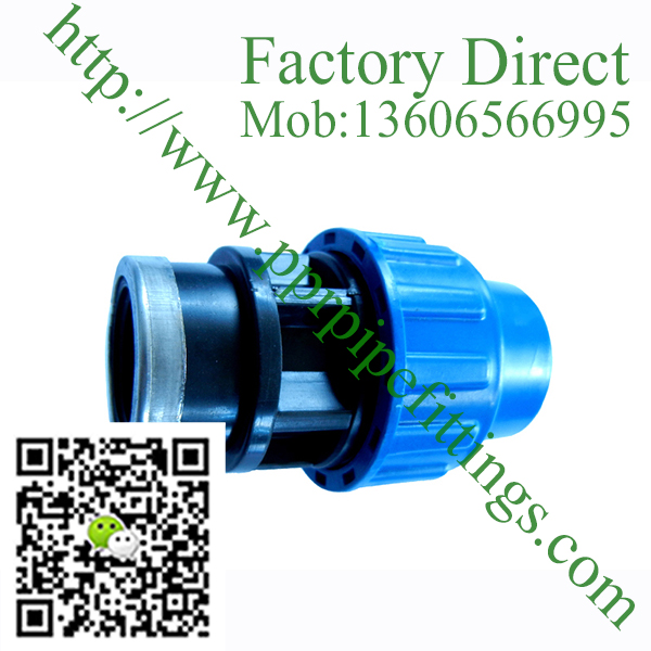 pp compression fittings female coupling with ring